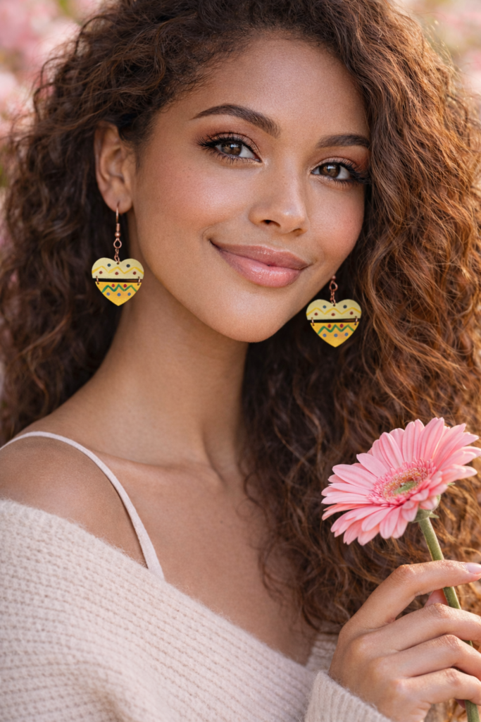 Hand Painted Laser Cut Valentines Day Earrings