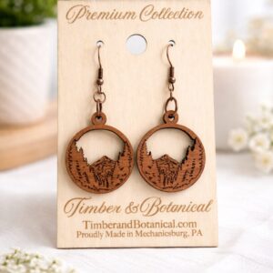 Handmade Mountain Earrings – Nature Inspired Wooden Dangles