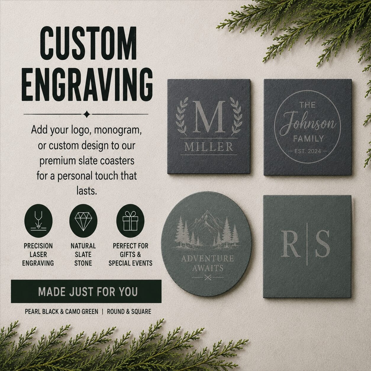 Custom Slate Engraved Coasters