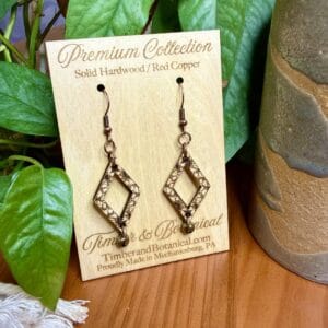 Dangle Earrings - Diamond shape laser engraving