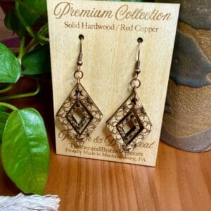 Lightweight Wood Earrings | Boho Geometric Dangle Earrings | Handmade Statement Wooden Jewelry