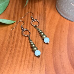 Amazonite Earrings | Copper Gemstone Dangle Earrings | Boho Beaded Jewelry Hypoallergenic Gift For Her