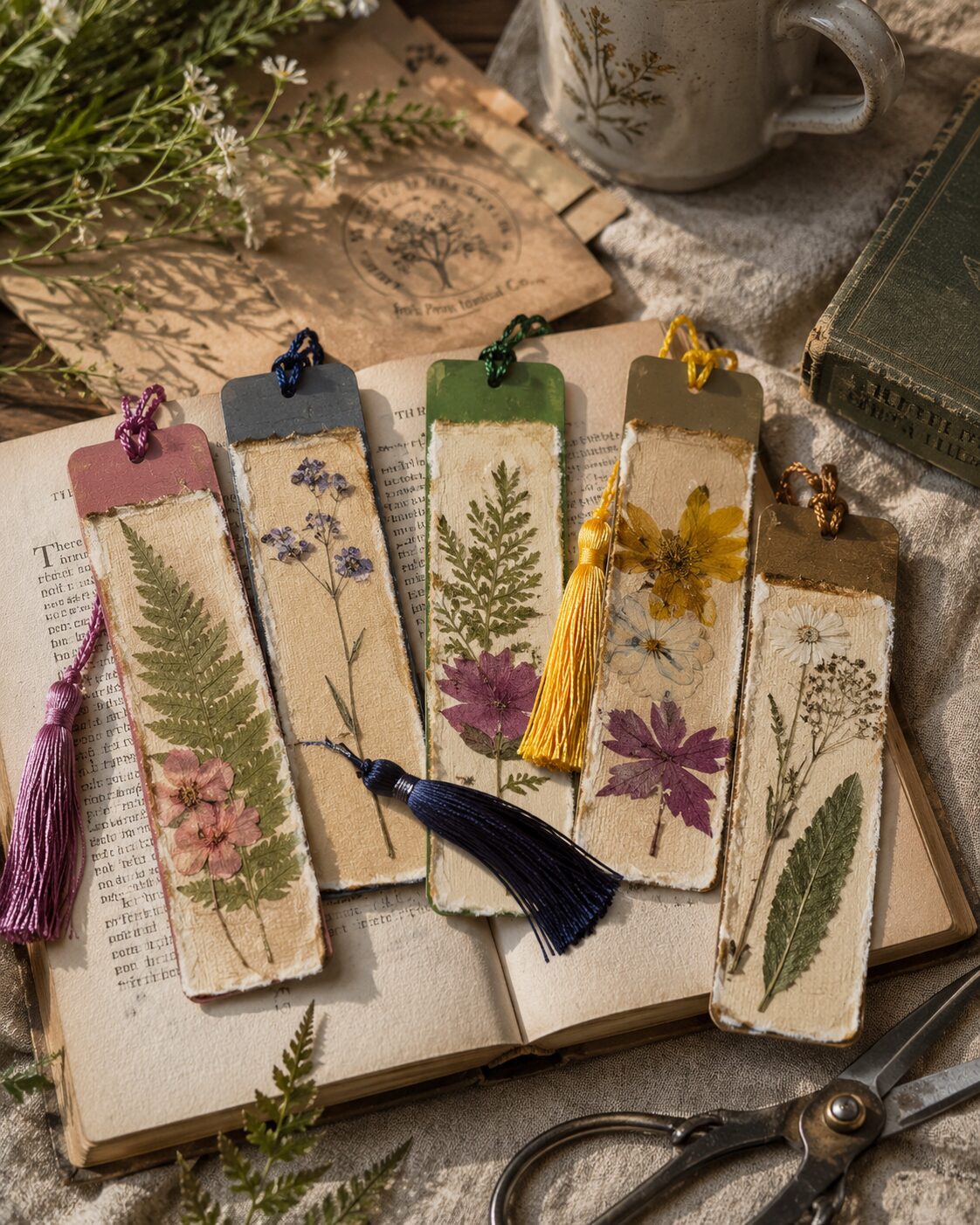 Pressed Flower Bookmark – Handmade Botanical Bookmark with Tassel – Real Pressed Flower Reader Gift