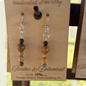 Earth Tone Beaded Earrings for Women | Handmade Neutral Dangle Earrings | Boho Stone Bead Jewelry | Lightweight Artisan Earrings