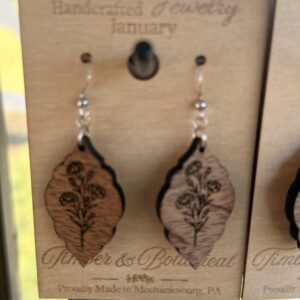 Birth Flower Wooden Earrings