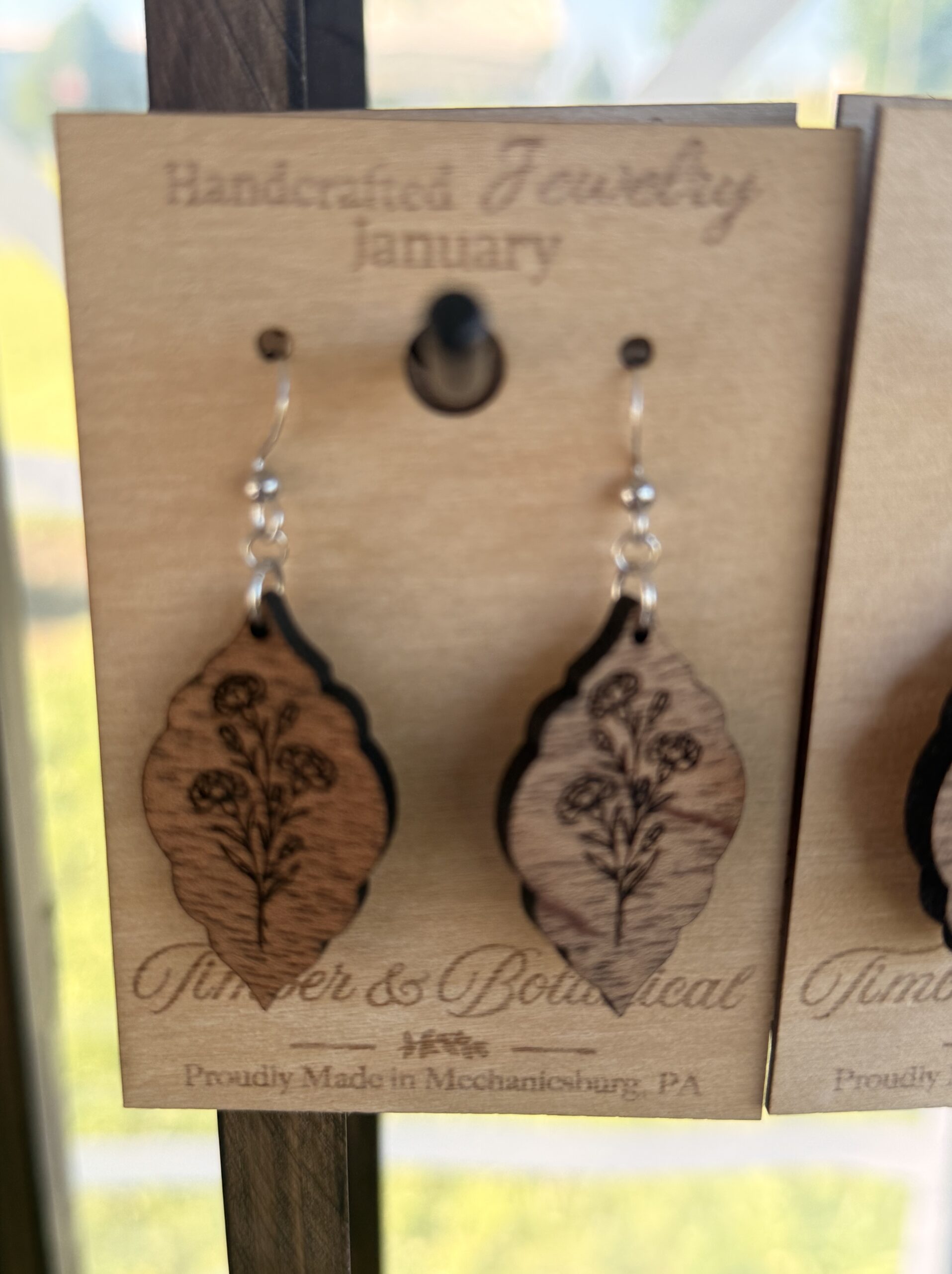 Birth Flower Wooden Earrings