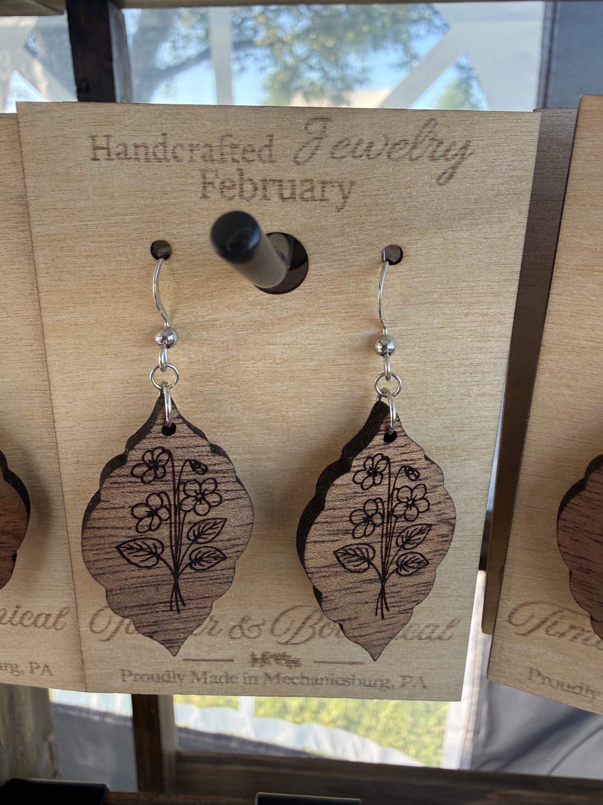 Birth Flower Wooden Earrings - Image 2