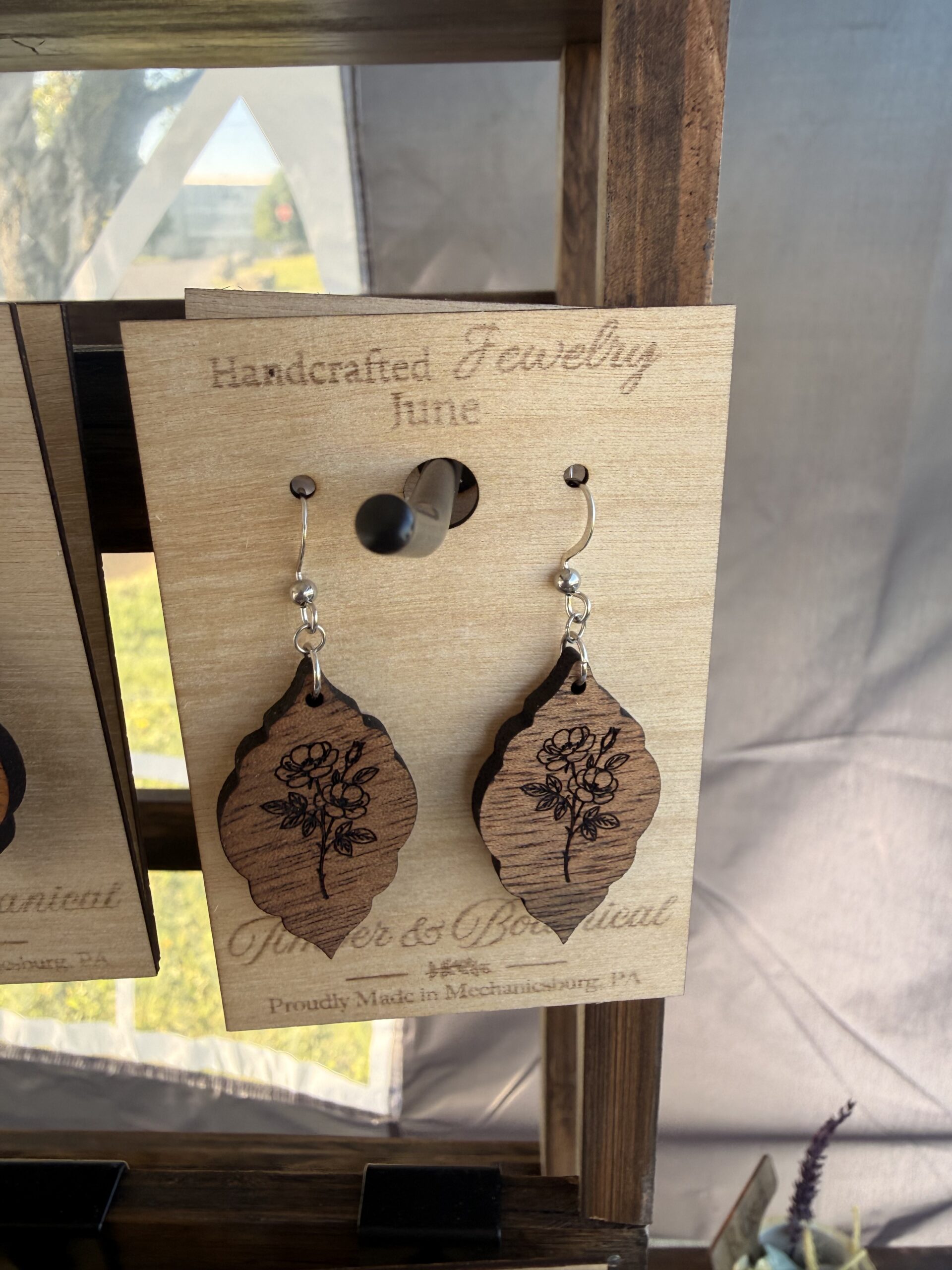 Birth Flower Wooden Earrings - Image 6