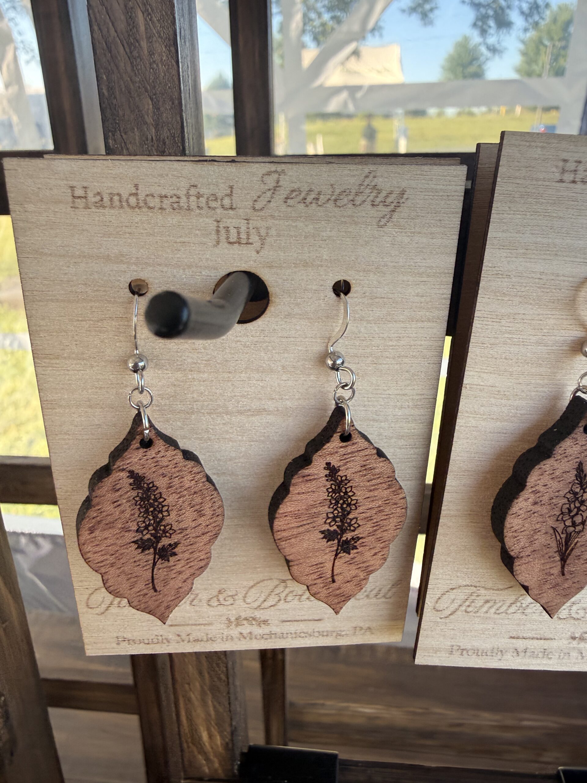 Birth Flower Wooden Earrings - Image 7